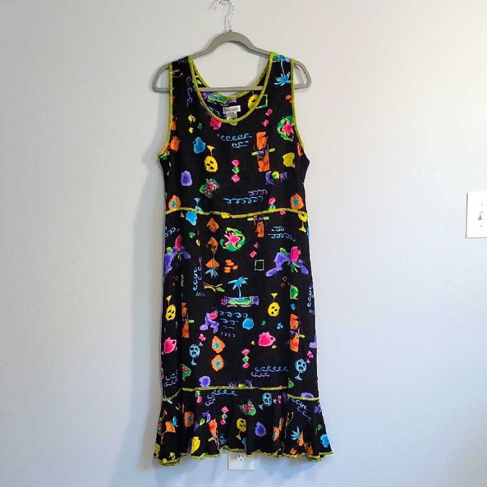 Paradiso Women's Plus Size Sleeveless Shift Dress Black Multi Size 0X-XL/1X NWOT